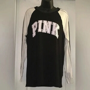 Victoria's Secret PINK Long Sleeve Campus Tee Raglan Mesh Lined Sleeves
